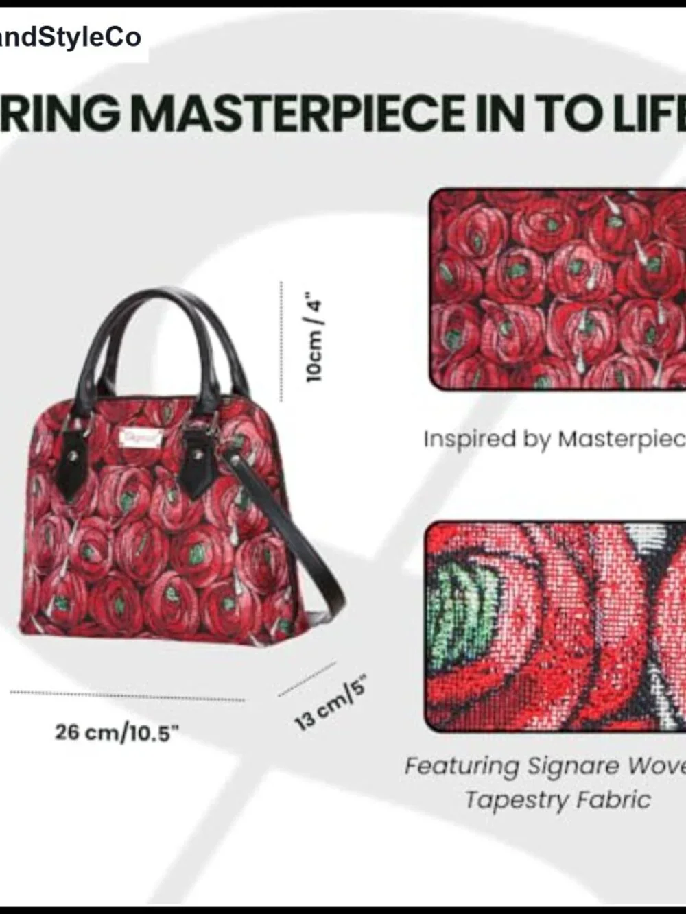 Woven Tapestry Shoulder Crossbody Bag with Faux Leather Straps